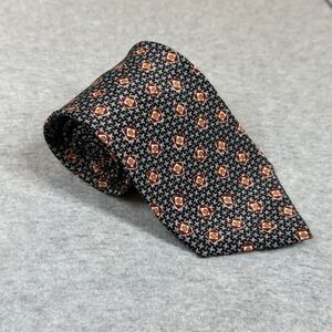 Vintage Chaps Ralph Lauren Mens Neck Tie Navy Abstract Pattern 100% Silk Emblem